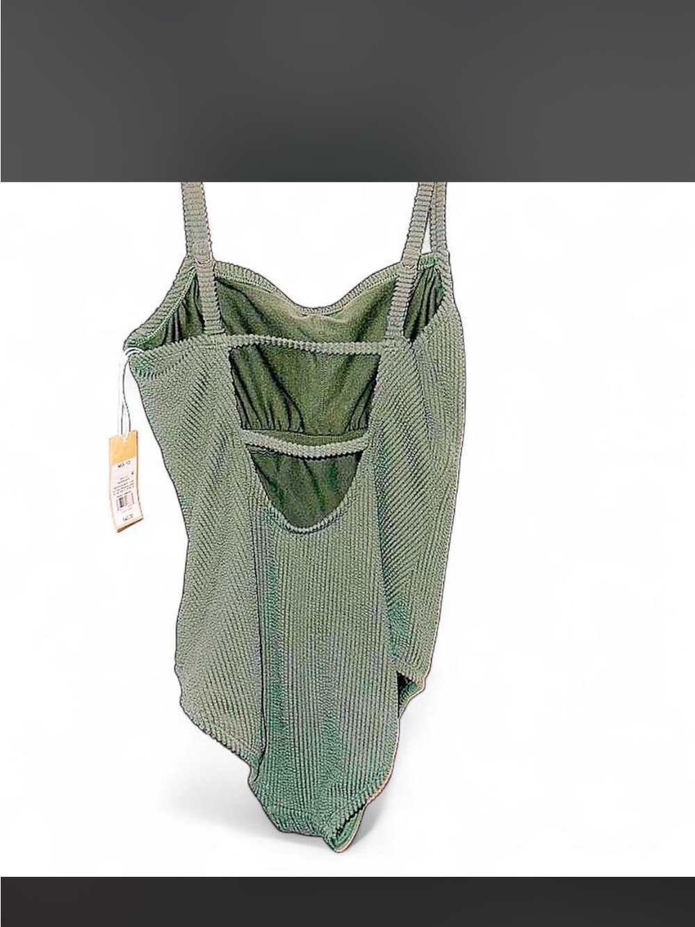 Kona Sol Olive Green Ribbed One-Piece Swimsuit - Picture 3 of 8